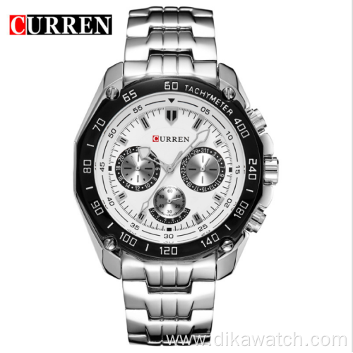 CURREN 8077 Men's Stainless Steel Wristwatches Fashion Military Sports Quartz Wristwatch